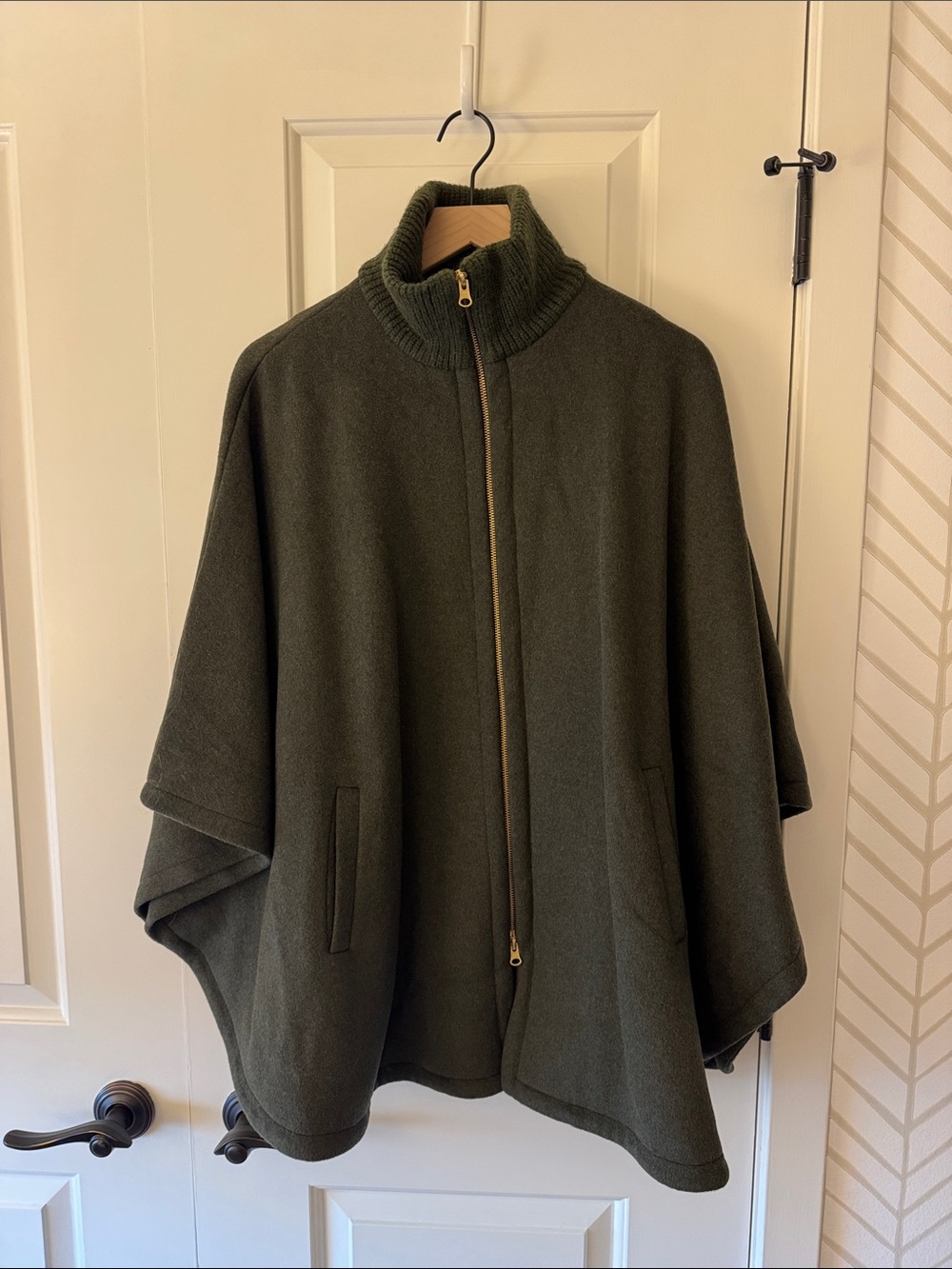 Tuckernuck Olive Green Zip-Front Poncho Cape